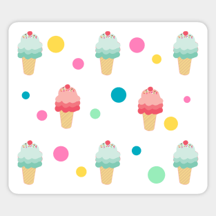 Ice Cream Cone Cute Polka Dots Background Summer Vacation Pink Yellow Teal Social Distancing FaceMask Sticker